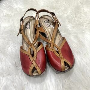 Jafa Peep Toe Leather Wedge Sandal Sz 8.5